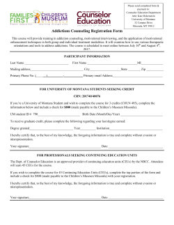 Addictions Counseling Registration Form
