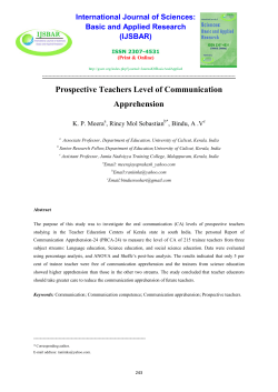 Prospective Teachers Level of Communication Apprehension
