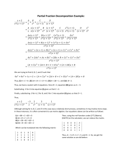 Partial Fraction Decomposition Example:
