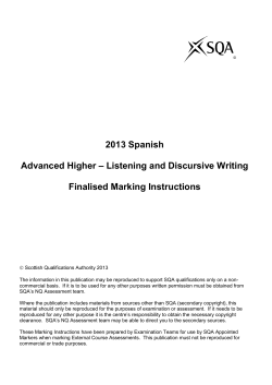 2013 Spanish Advanced Higher &ndash; Listening and Discursive Writing