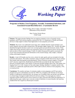 Programs to Reduce Teen Pregnancy, Sexually Transmitted