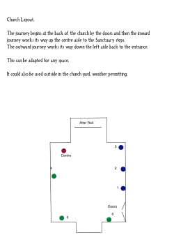 Church Layout. The journey begins at the back of the church by the