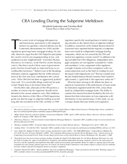 CRA Lending During the Subprime Meltdown