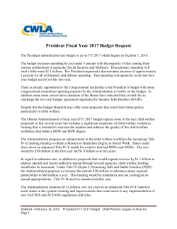 President Fiscal Year 2017 Budget Request