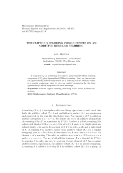 the clifford semiring congruences on an additive regular - DML-PL