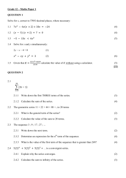 Grade 12 &ndash; Maths Paper 1 QUESTION 1 Solve for x, correct to TWO