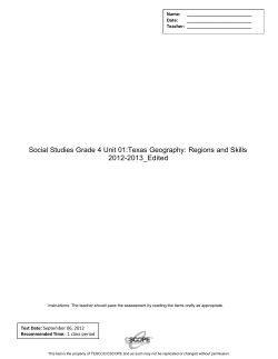 Social Studies Grade 4 Unit 01:Texas Geography: Regions and