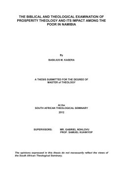 The Biblical And Theological Examination of Prosperity Theology
