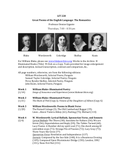LIT 228 Great Poems of the English Language: The Romantics