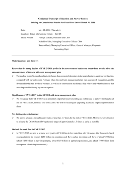 Condensed Transcript of Question and Answer Session Briefing on