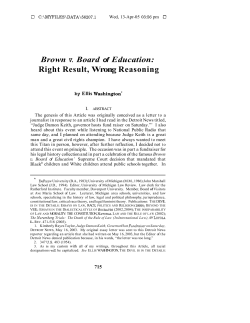 Brown v. Board of Education: Right Result, Wrong Reasoning