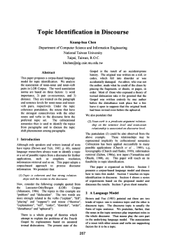 Topic Identification in Discourse