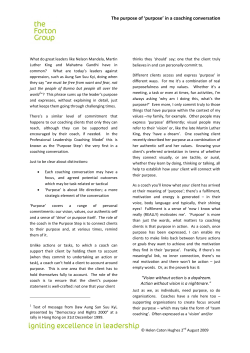 The purpose of `purpose` in a coaching conversation