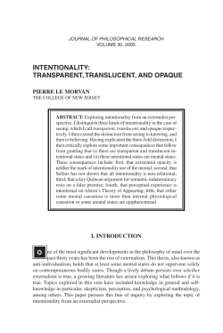 Intentionality: Transparent, Translucent, and Opaque