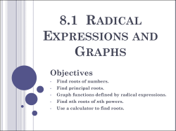8.1 Radical Expressions and Graphs
