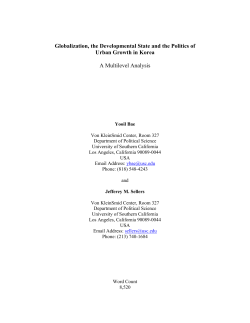 Globalization, the Developmental State and the Politics of Urban