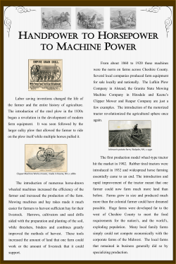 HANDPOWER TO HORSEPOWER TO MACHINE POWER