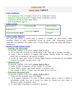 Course Code: 121 Course Name: English II - O6U E