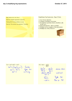 day 2 simplifying trig expressions