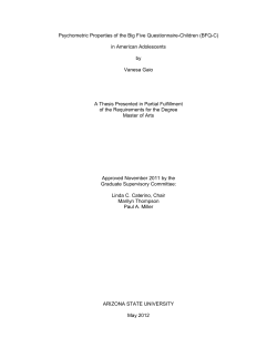 Psychometric Properties of the Big Five Questionnaire