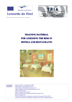 training material for assessing the risk in hotels and restaurants