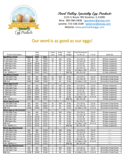 Pearl Valley Specialty Eggs Shipping Specs