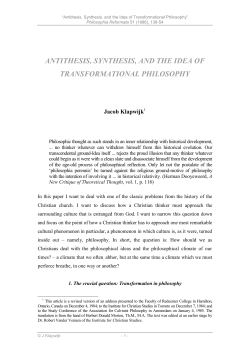 antithesis, synthesis, and the idea of