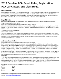 2013 Carolina PCA Event Rules, Registration, PCA Car Classes