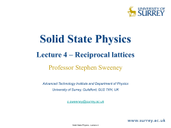 Solid State Physics Lecture 4 &ndash; Reciprocal lattices