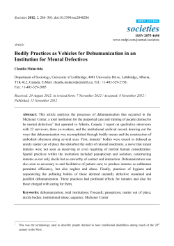 Bodily Practices as Vehicles for Dehumanization in an Institution for