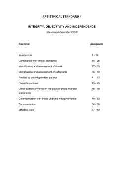 ES 1 - Integrity, objectivity and independence