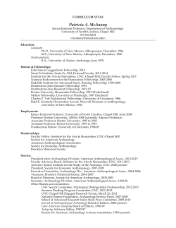 Patricia A. McAnany - Department of Anthropology - UNC