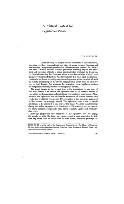 A Political Context for Legislative Vetoes