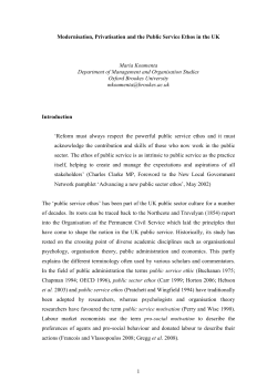 Modernisation, Privatisation and the Public Service Ethos in the UK