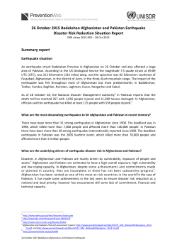 26 October 2015 Badakshan Afghanistan and Pakistan