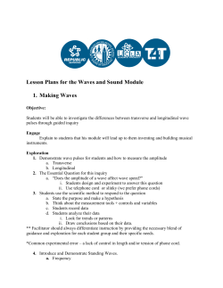 Lesson Plans for the Waves and Sound Module 1. Making Waves