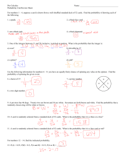 Probability Unit Review Sheet For numbers 1