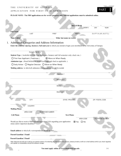 PART I - UGA Undergraduate Admissions