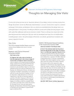 Thoughts on Managing Site Visits