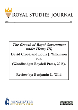 The Growth of Royal Government under Henry III