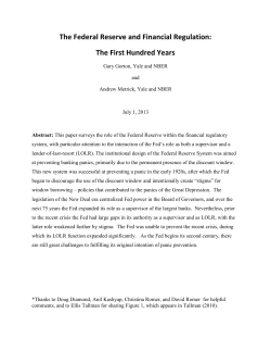 The Federal Reserve and Financial Regulation: The First