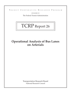 TCRP Report 26: Operational Analysis of Bus