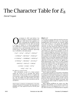 The Character Table for E8 - American Mathematical Society