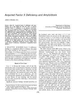 Acquired Factor X Deficiency and Amyloidosis