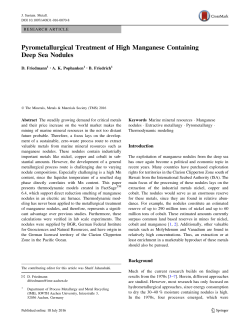 Pyrometallurgical Treatment of High Manganese - RWTH