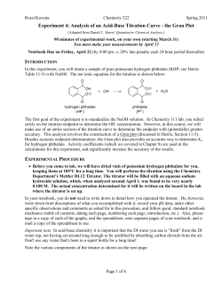 Experiment 4: Analysis of an Acid-Base Titration Curve