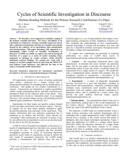 Cycles of Scientific Investigation in Discourse - CEUR