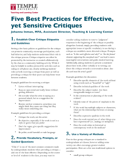 5 Best Practices for Critiques - Center for the Advancement of