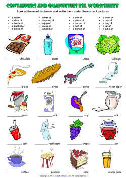 contaIners and quantItIes esl worksheet