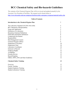 BCC Chemical Safety and Bio-hazards Guidelines